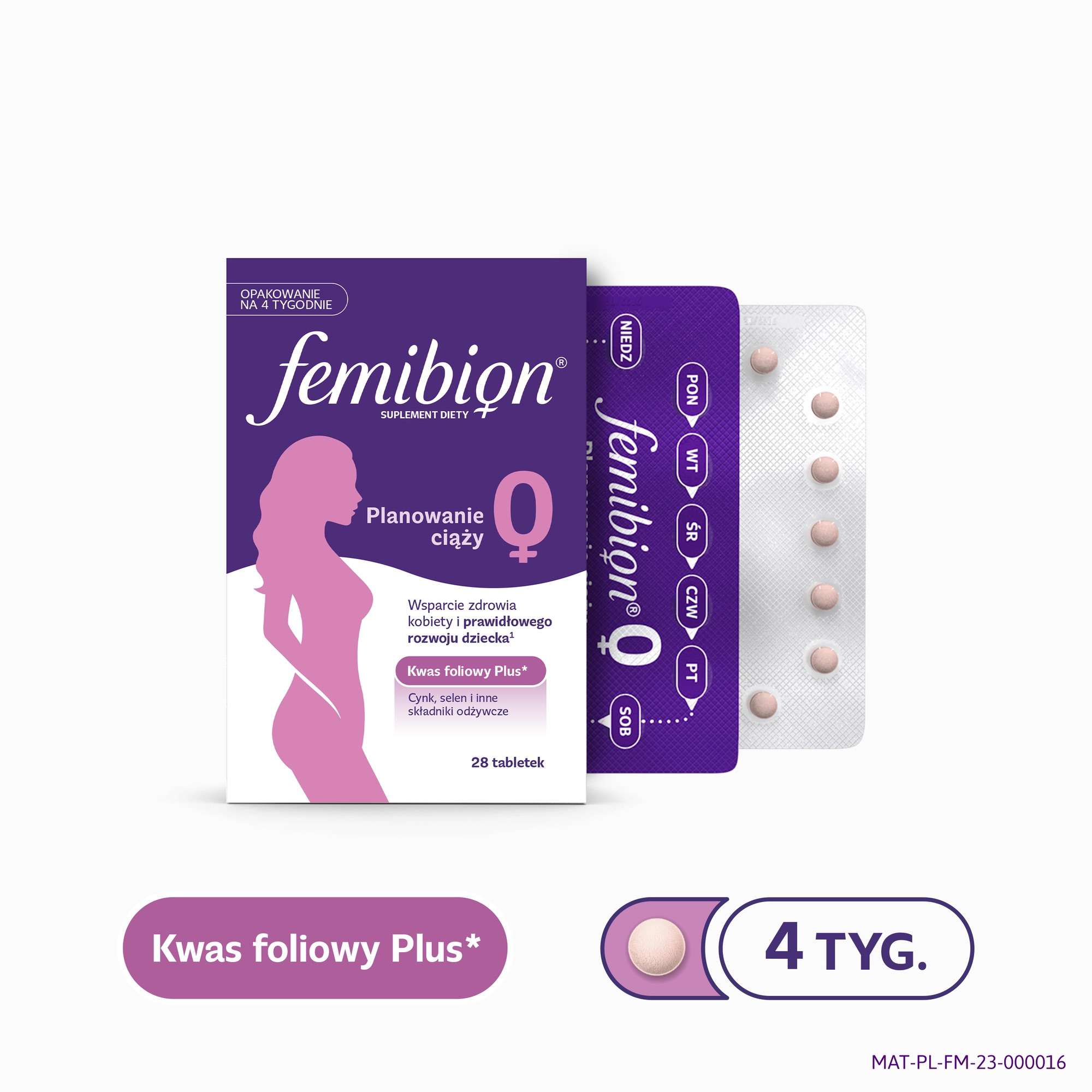 Femibion® 0 Planowanie ciąży, kwas foliowy plus², 28 tabletek