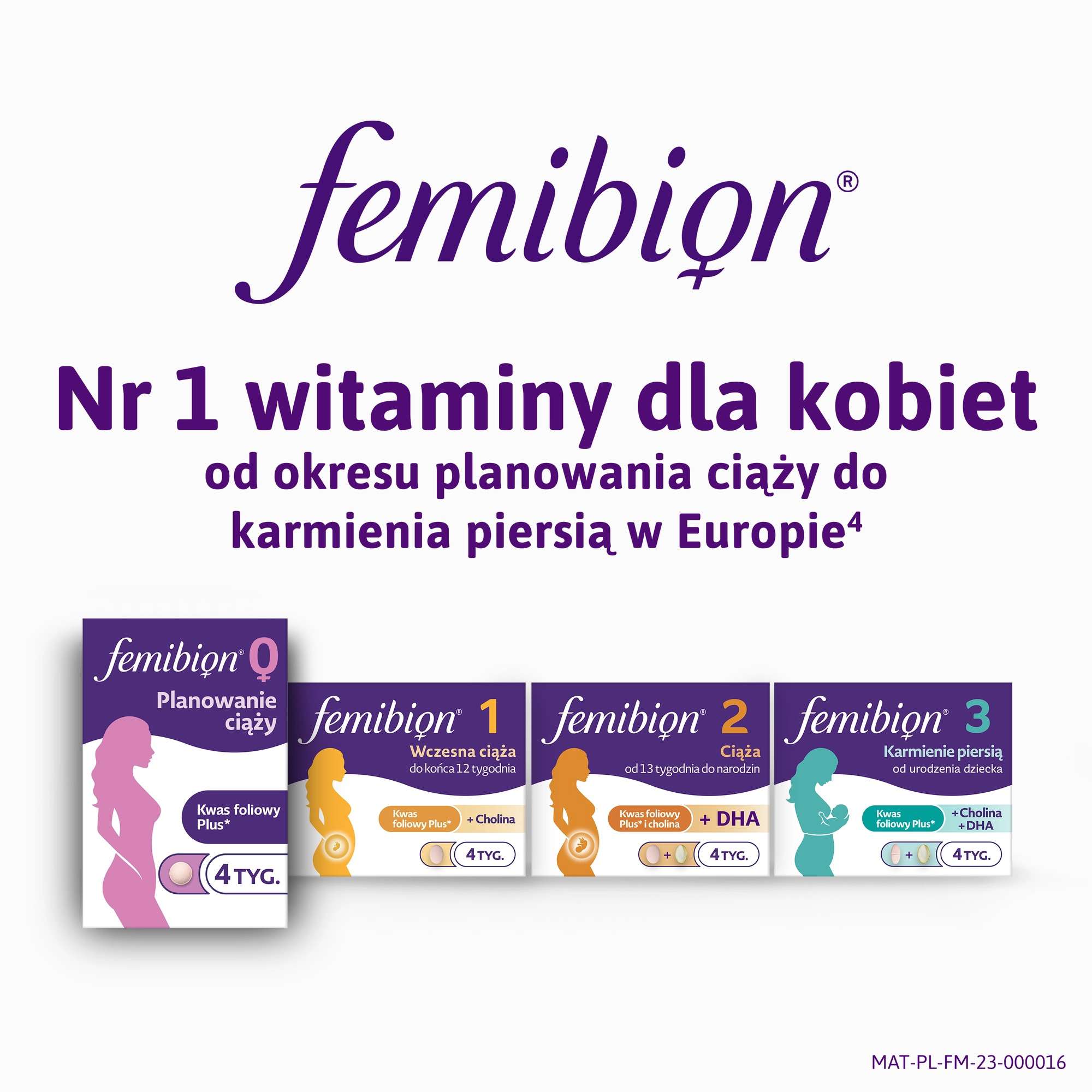 Femibion® 0 Planowanie ciąży, kwas foliowy plus², 28 tabletek