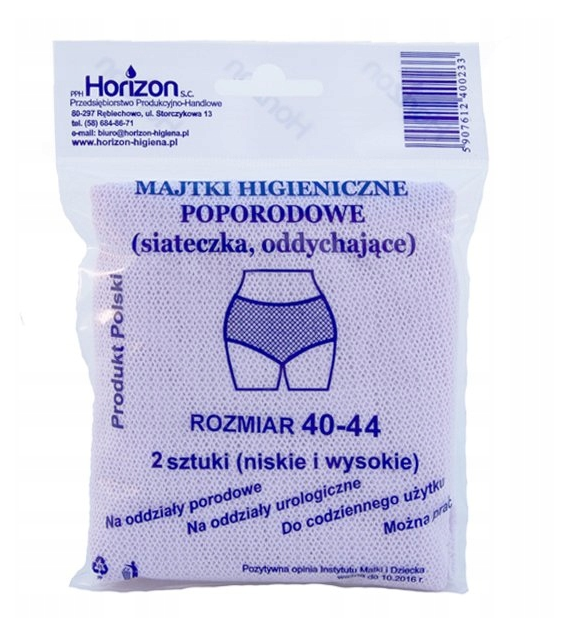 Majtki higieniczne poporodowe, jednorazowe, rozmiar 40-44, 2 szt.