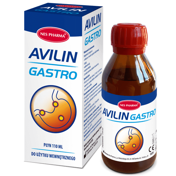 Avilin Gastro , płyn na zgagę i nieżyt żołądka, 110 ml