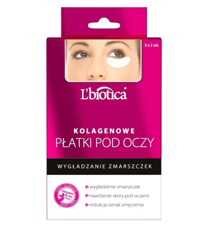 L'Biotica Kolagenowe Płatki pod Oczy, wygładzające zmarszczki, 3 pary