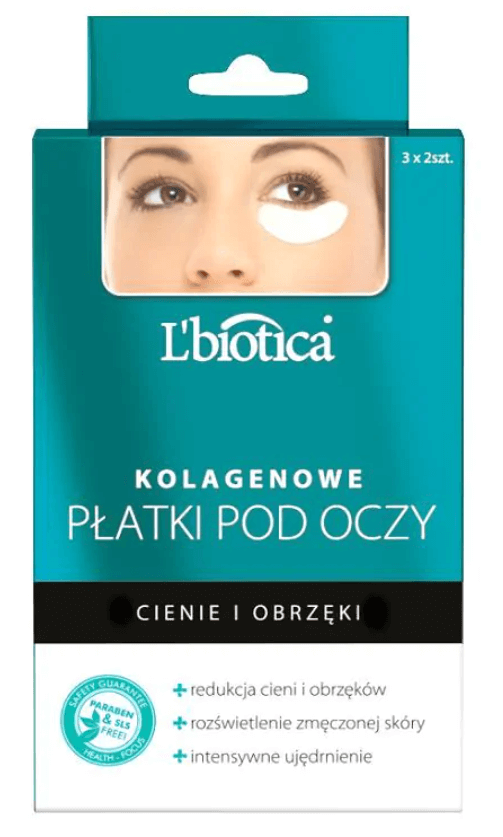 L'Biotica Kolagenowe Płatki pod Oczy, redukujące cienie i obrzęki, 3 pary
