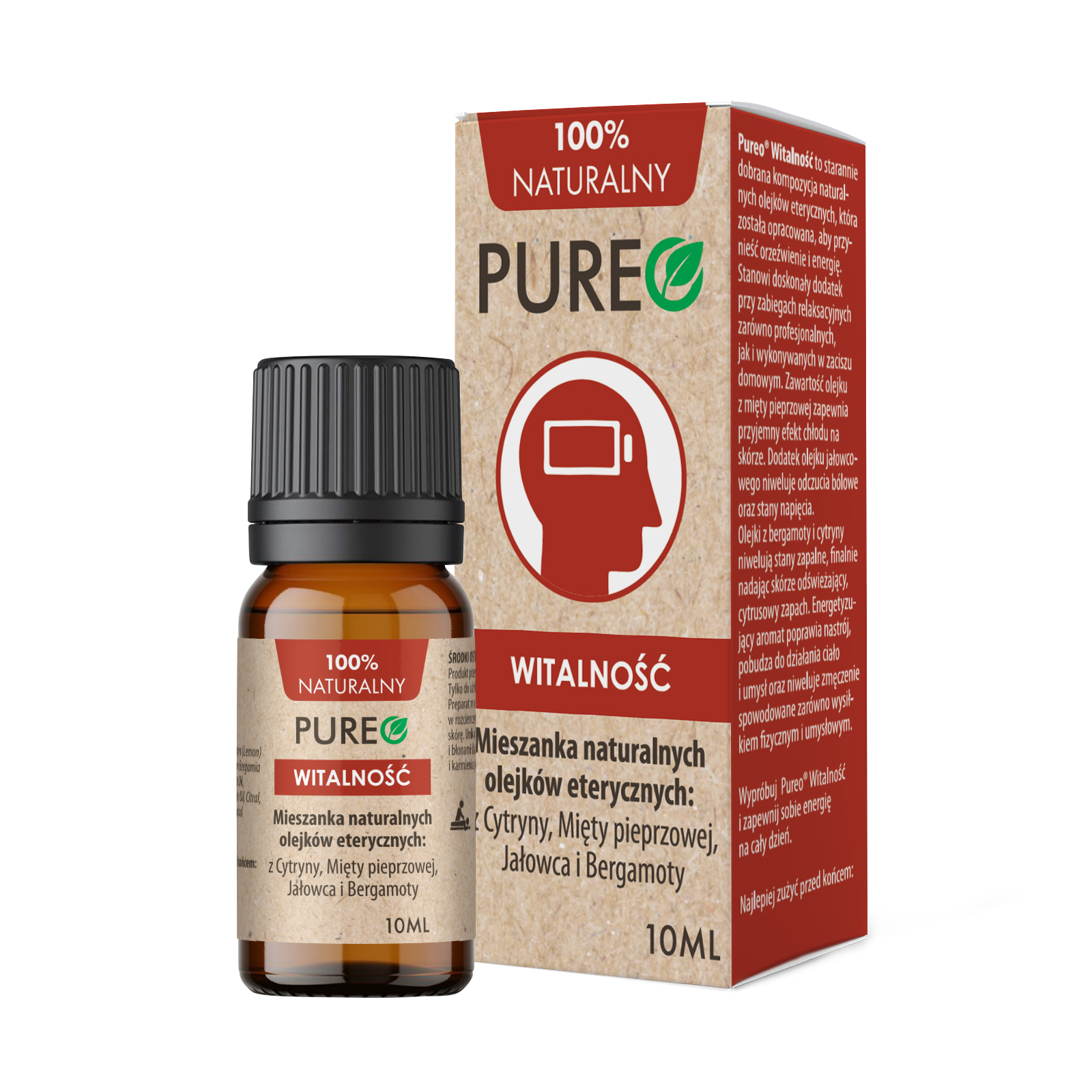 PUREO Witalność, mieszanka naturalnych olejków eterycznych, 10 ml