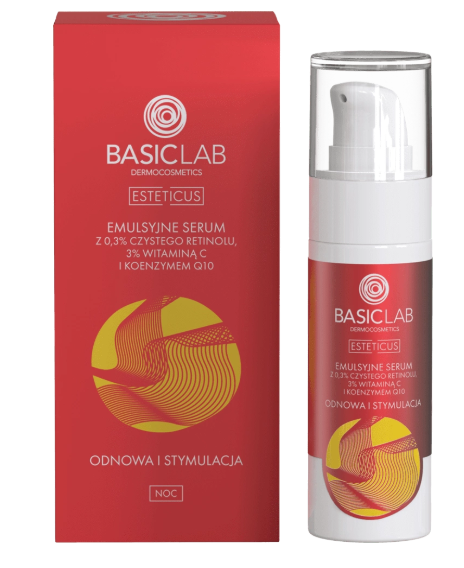 BasicLab, emulsyjne serum z 0,3% czystego retinolu, 30 ml