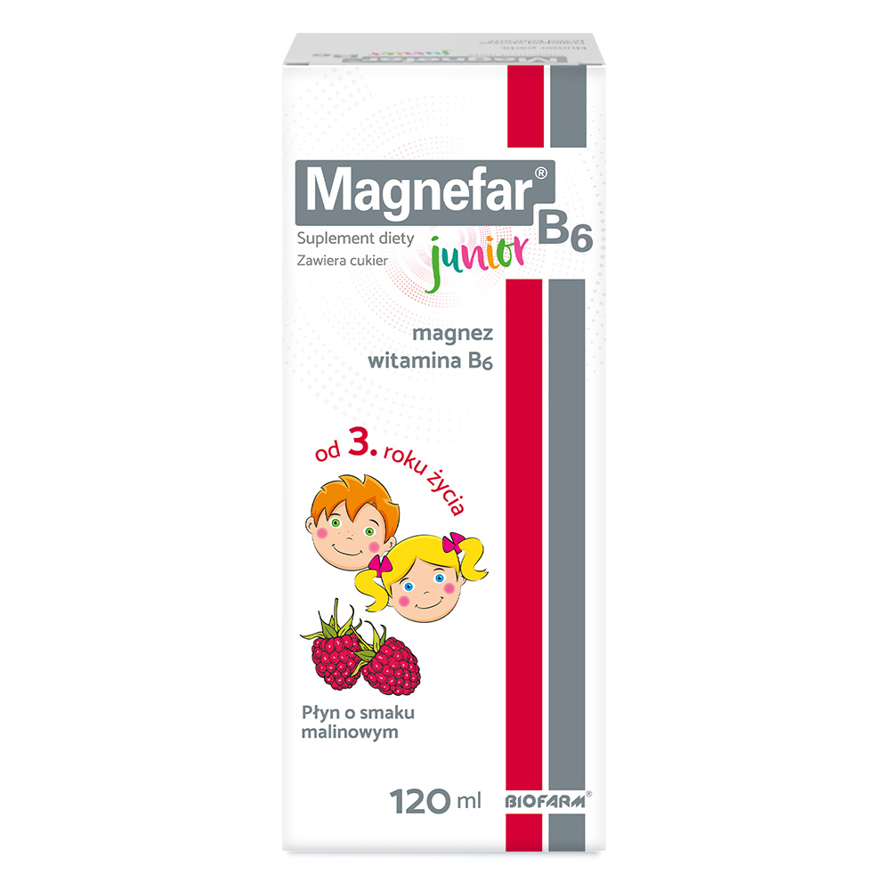 Magnefar B6 Junior płyn ze składnikami poprawiającymi koncentrację dla dzieci, 120 ml