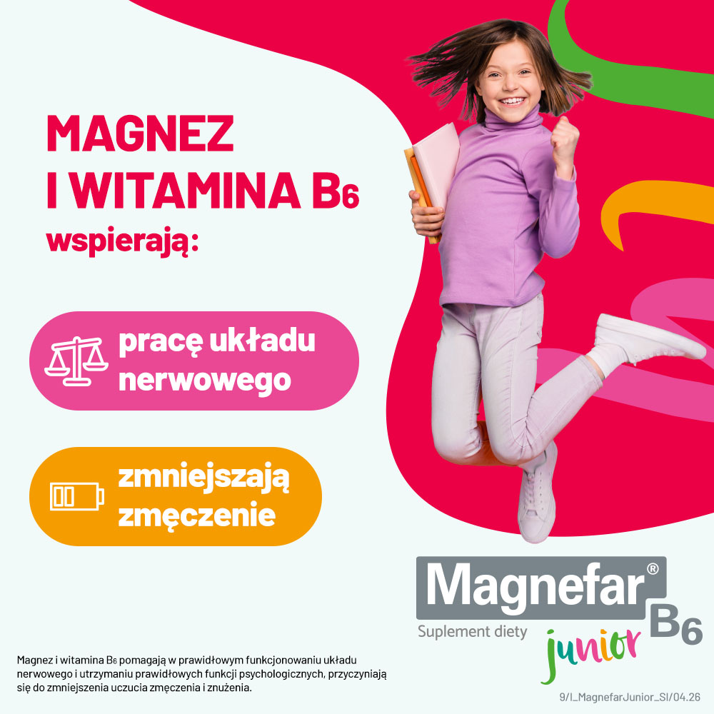 Magnefar B6 Junior, płyn ze składnikami poprawiającymi koncentrację dla dzieci, 120 ml