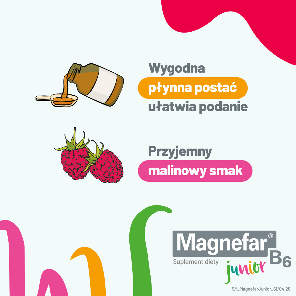 Magnefar B6 Junior, płyn ze składnikami poprawiającymi koncentrację dla dzieci, 120 ml
