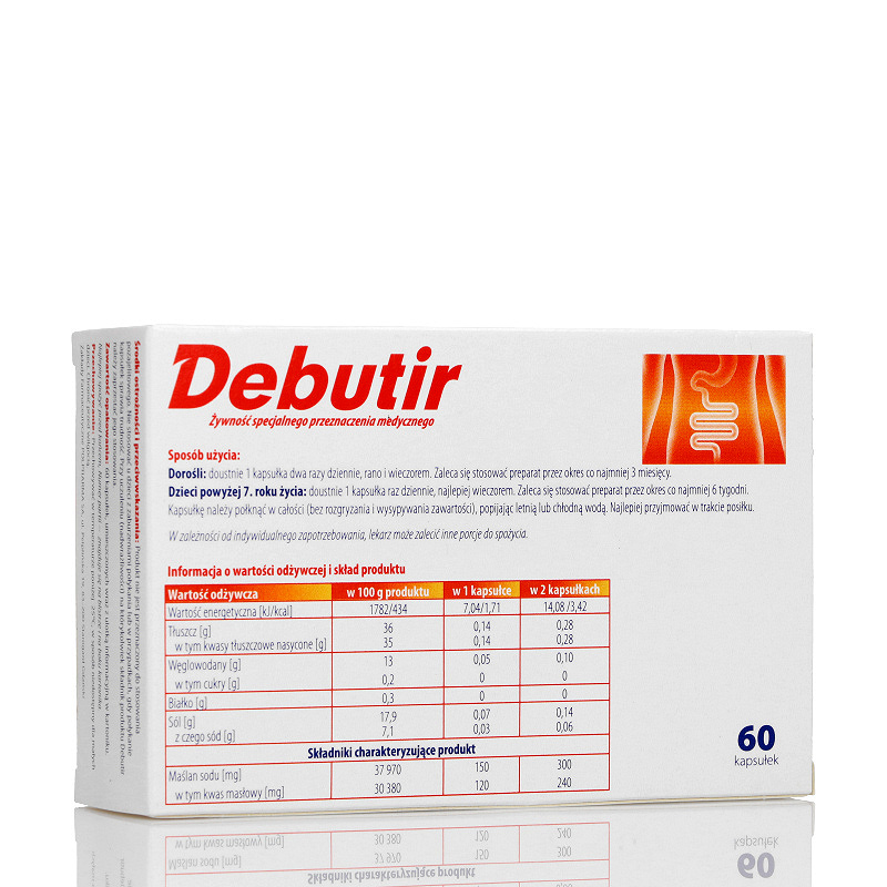 Debutir, kapsułki na dolegliwości gastryczne różnego pochodzenia, 60 szt.