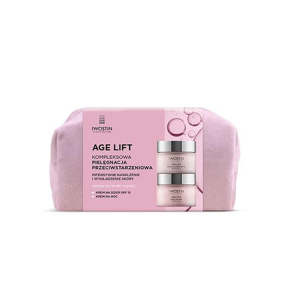 Iwostin Age Lift, krem na dzień SPF15, 50 ml + krem na noc, 50 ml do cery suchej + kosmetyczka