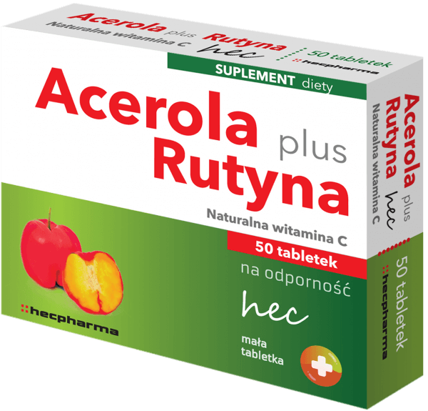 Acerola Plus Rutyna hec, tabletki z witaminą C wspomagającą odporność, 50 szt.