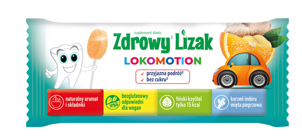 Zdrowy Lizak Lokomotion, smak pomarańczowy, 1 szt.