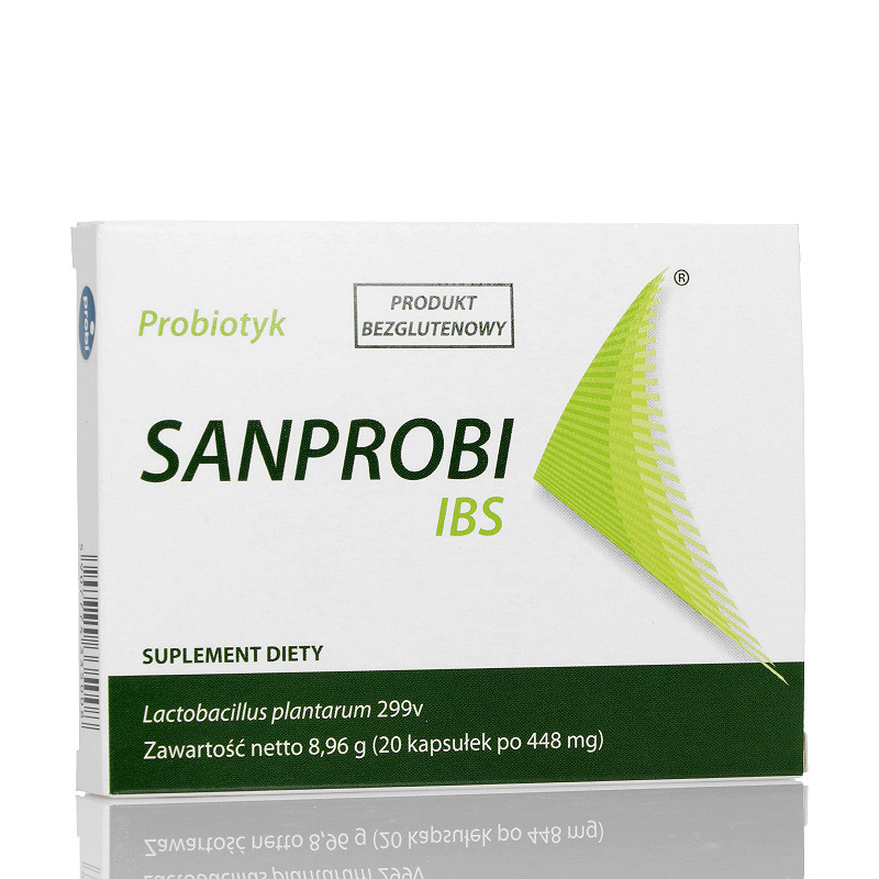 Sanprobi IBS, kapsułki ze składnikami wspierającymi mikroflorę jelitową, 20 szt.