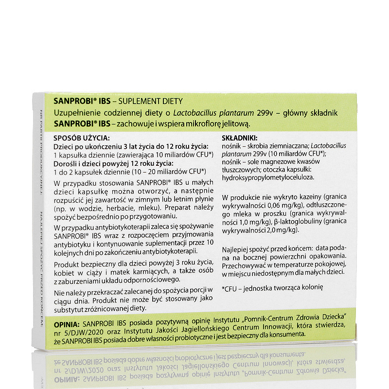 Sanprobi IBS, kapsułki ze składnikami wspierającymi mikroflorę jelitową, 20 szt.