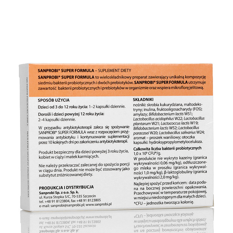 Sanprobi Super Formula, kapsułki ze składnikami wspierającymi florę jelitową, 40 szt.