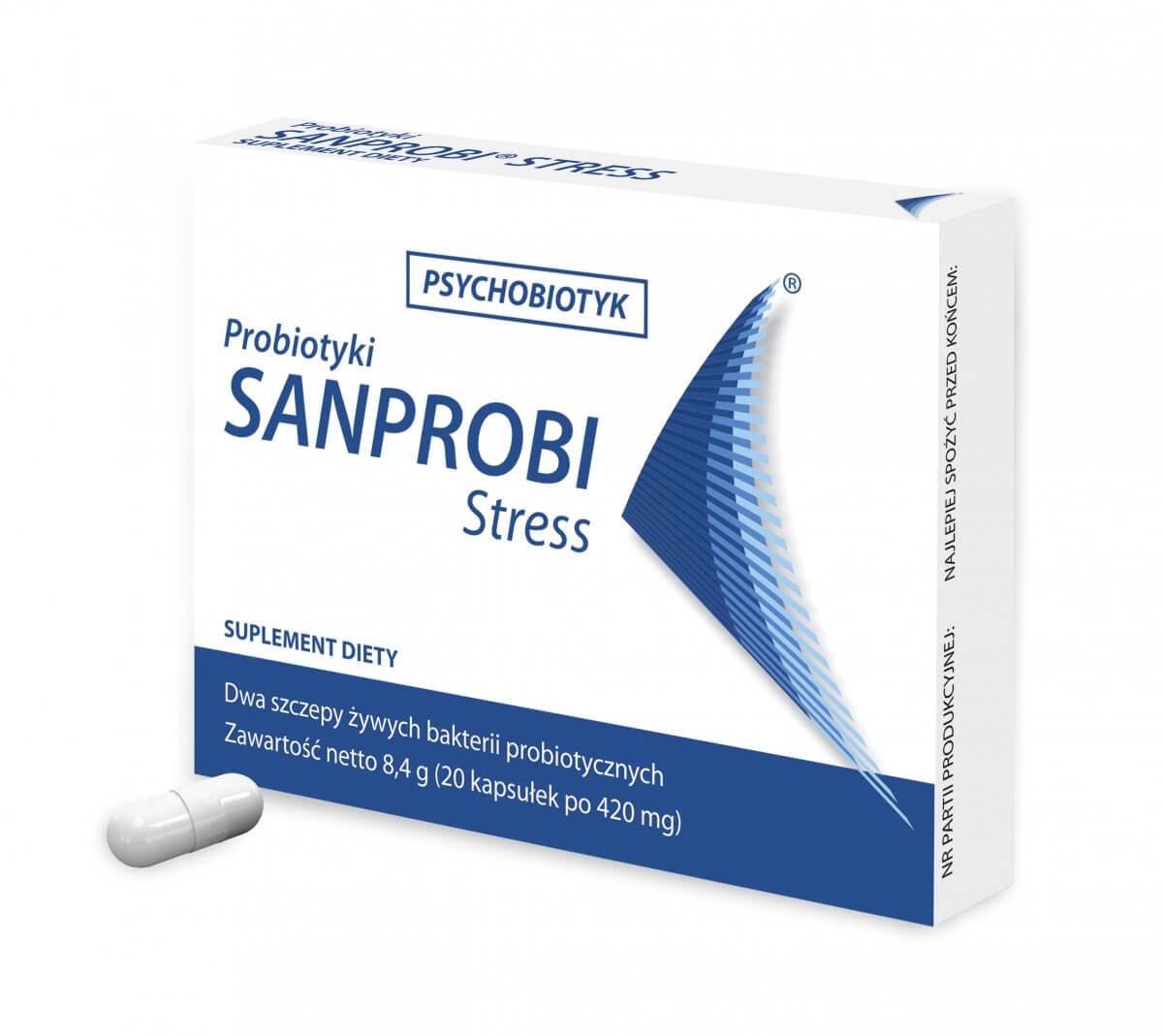 Sanprobi Stress, kapsułki ze składnikami wspomagającymi mikroflorę jelitową, 20 szt.