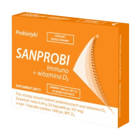 Sanprobi Immuno + Witamina D3, 20 kapsułek