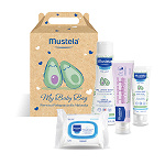Mustela My Baby Bag zestaw kosmetyków dla niemowląt: żel do mycia + krem do twarzy + chusteczki nawilżające + krem do przewijania, 1 szt. 