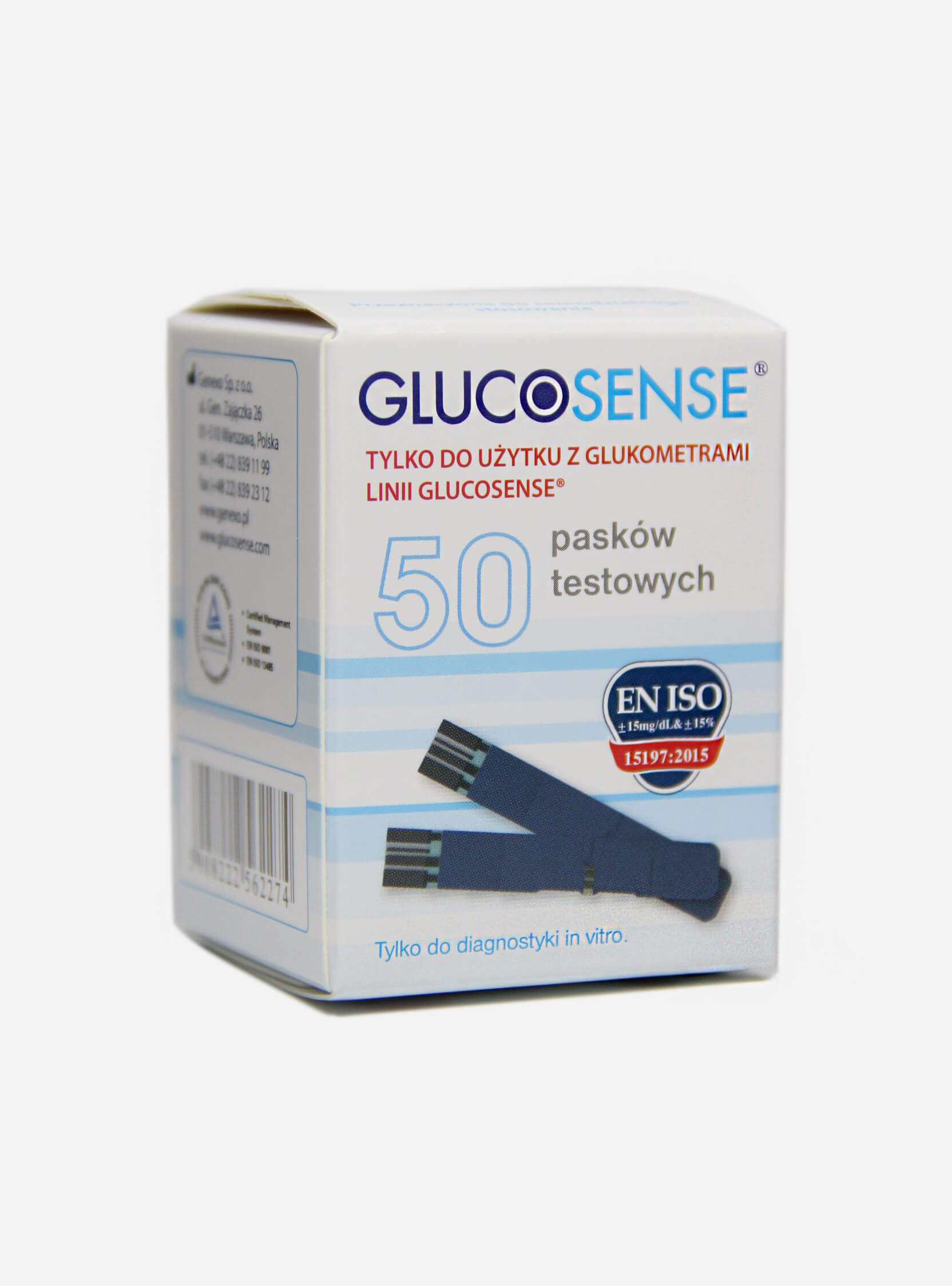 Glucosense, test paskowy do pomiaru cukru, 50 szt.