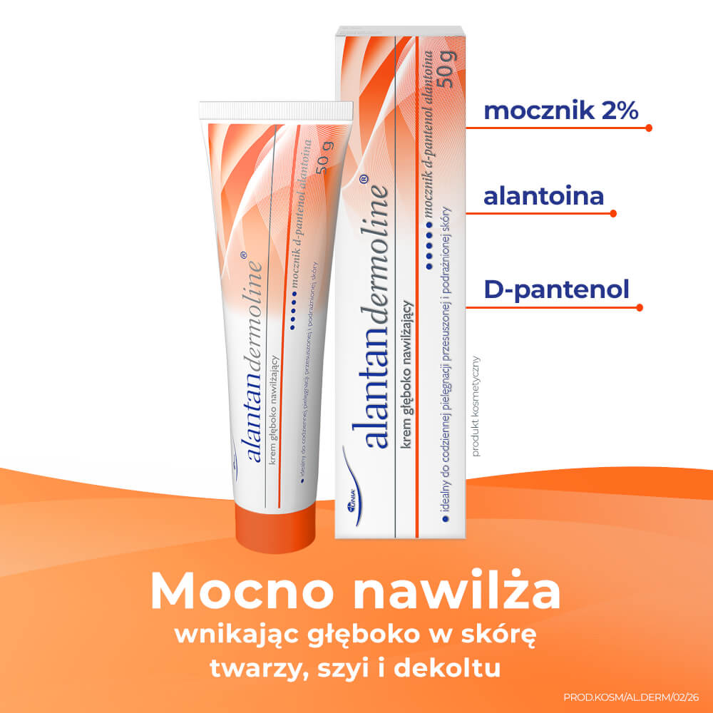 Alantandermoline,  krem głęboko nawilżający pielęgnujący skórę twarzy, szyi i dekoltu, tuba 50 g