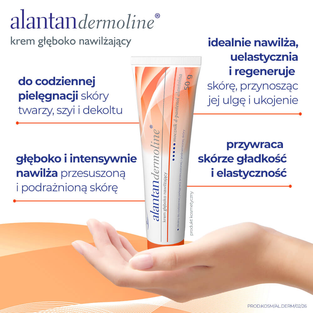 Alantandermoline,  krem głęboko nawilżający pielęgnujący skórę twarzy, szyi i dekoltu, tuba 50 g