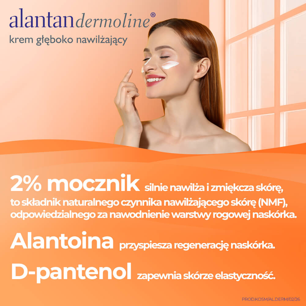 Alantandermoline,  krem głęboko nawilżający pielęgnujący skórę twarzy, szyi i dekoltu, tuba 50 g