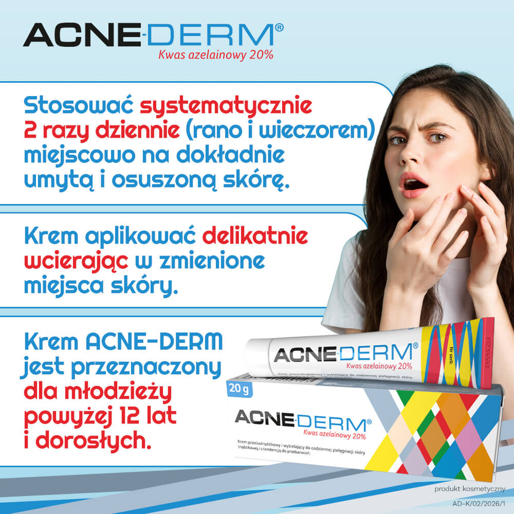 Acne-Derm 20%, krem przeciwtrądzikowy i rozjaśniający, 20 g