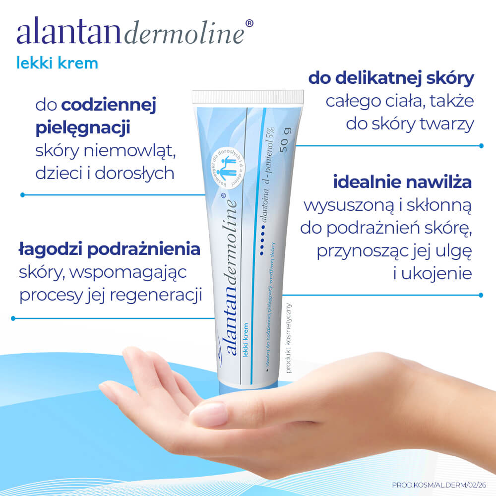 Alantandermoline, lekki krem do pielęgnacji skóry dzieci, niemowląt i dorosłych, 50 g