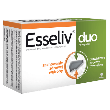 Esseliv duo, kapsułki ze składnikami wspomagającymi regenerację wątroby, 40 szt.