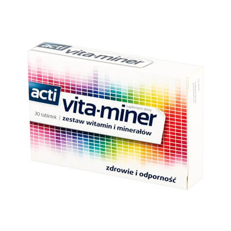 Acti Vita-miner, tabletki z zestawem witamin i minerałów wspierającymi zdrowie i odporność, 30 szt.