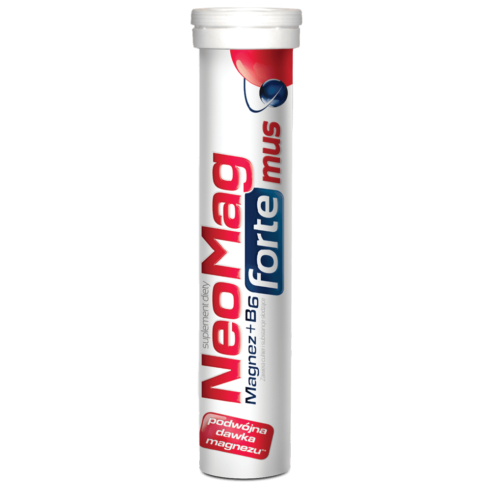 NeoMag Forte mus, tabletki musujące z magnezem wspomagającym prawidłowe funkcjonowanie układu nerwowego i mięśni, 20 szt.