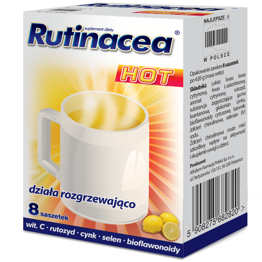 Rutinacea Hot, proszek ze składniakami wspierającymi układ odpornościowy, 8 sasz.