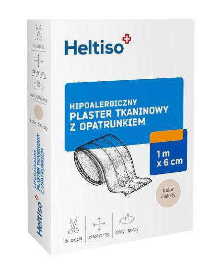 Heltiso, plaster tkaninowy z opatrunkiem, 1 m x 6 cm, 1 szt.