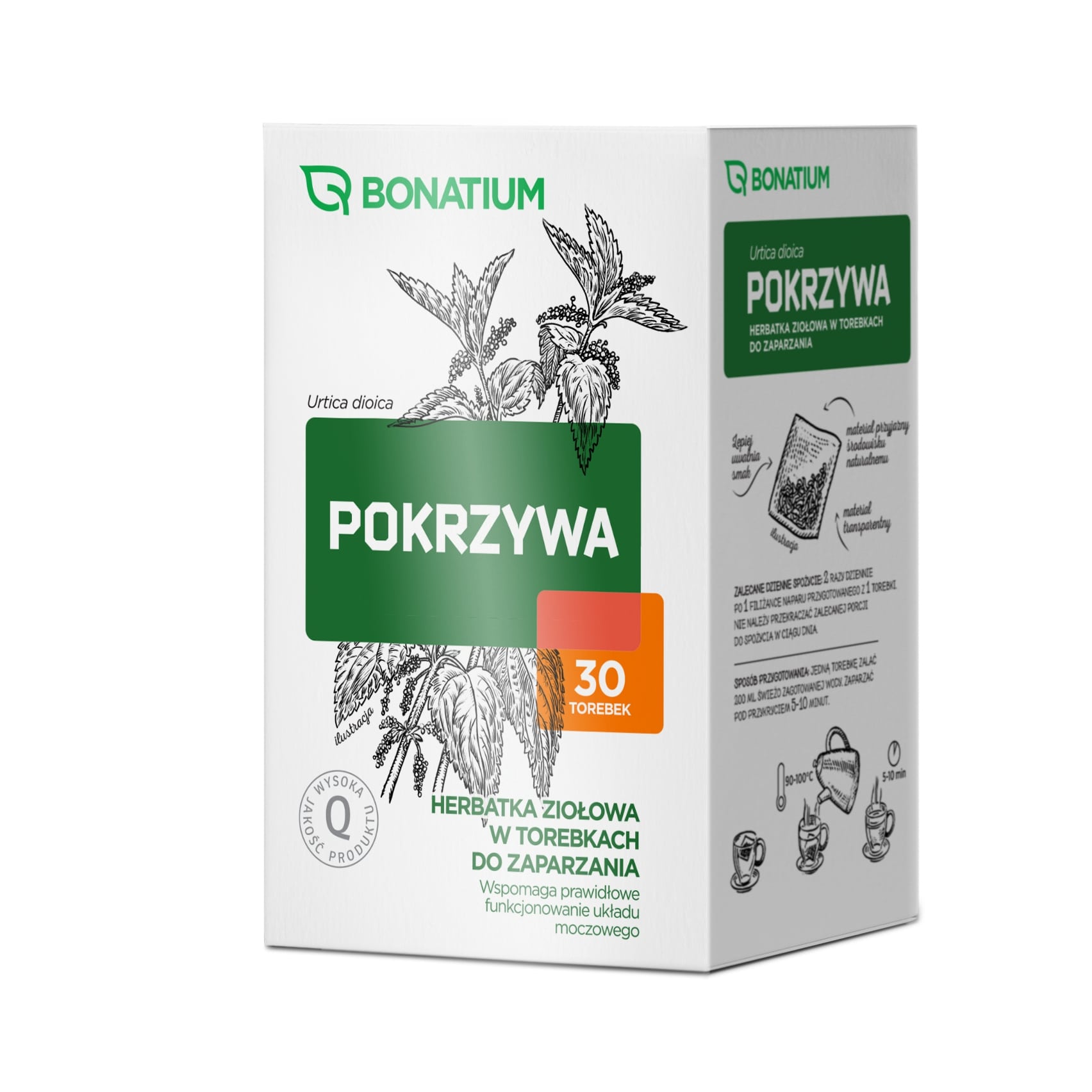 Bonatium Pokrzywa, herbatka ziołowa ze składnikami wspomagającymi prawidłowe funkcjonowanie układu moczowego, 30 szt. po 1,5 g