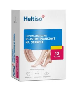 Heltiso plastry piankowe na otarcia,  hipoalergiczne, 12 szt. KRÓTKA DATA 31.07.2025