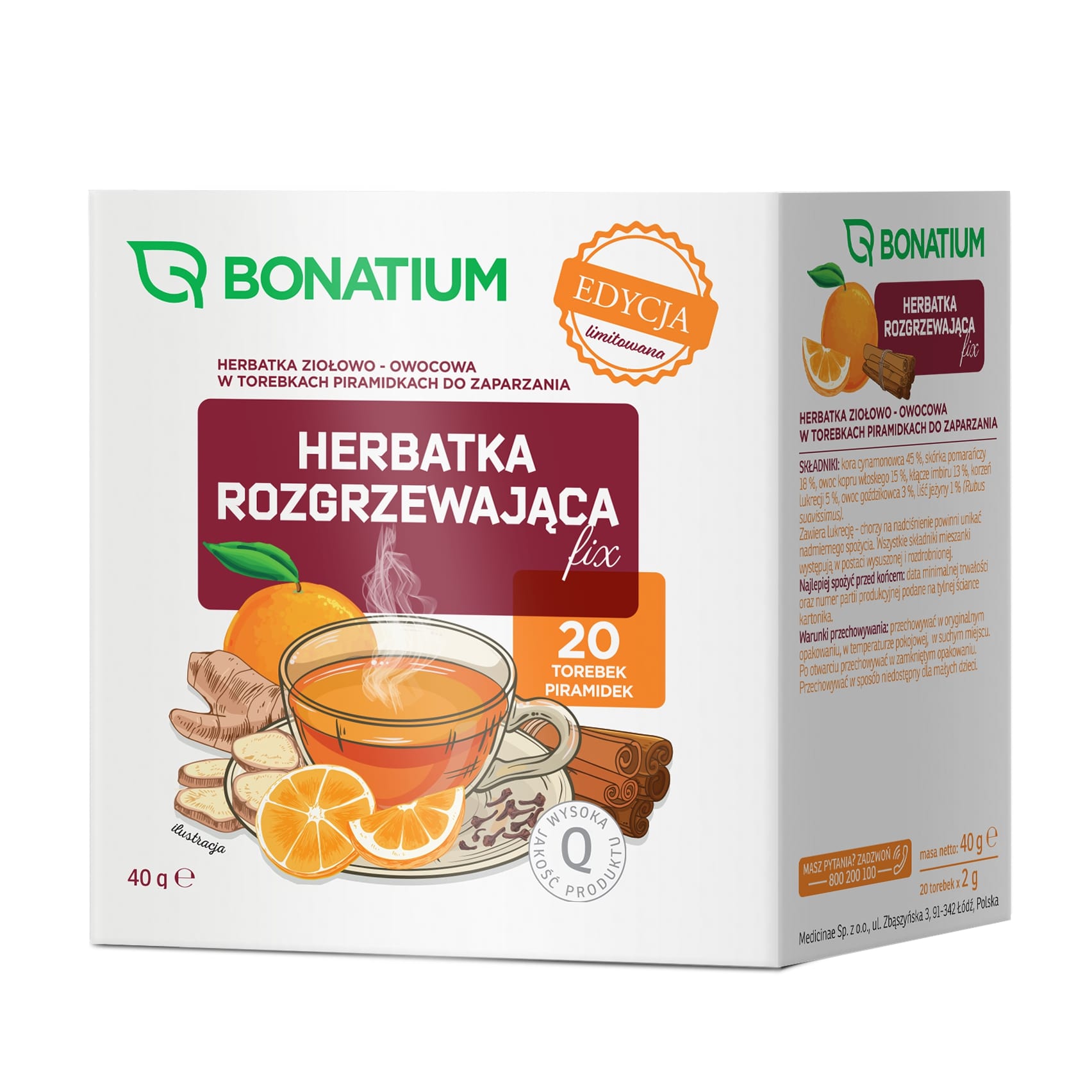 Bonatium, herbatka rozgrzewająca, 20 szt. po 2 g