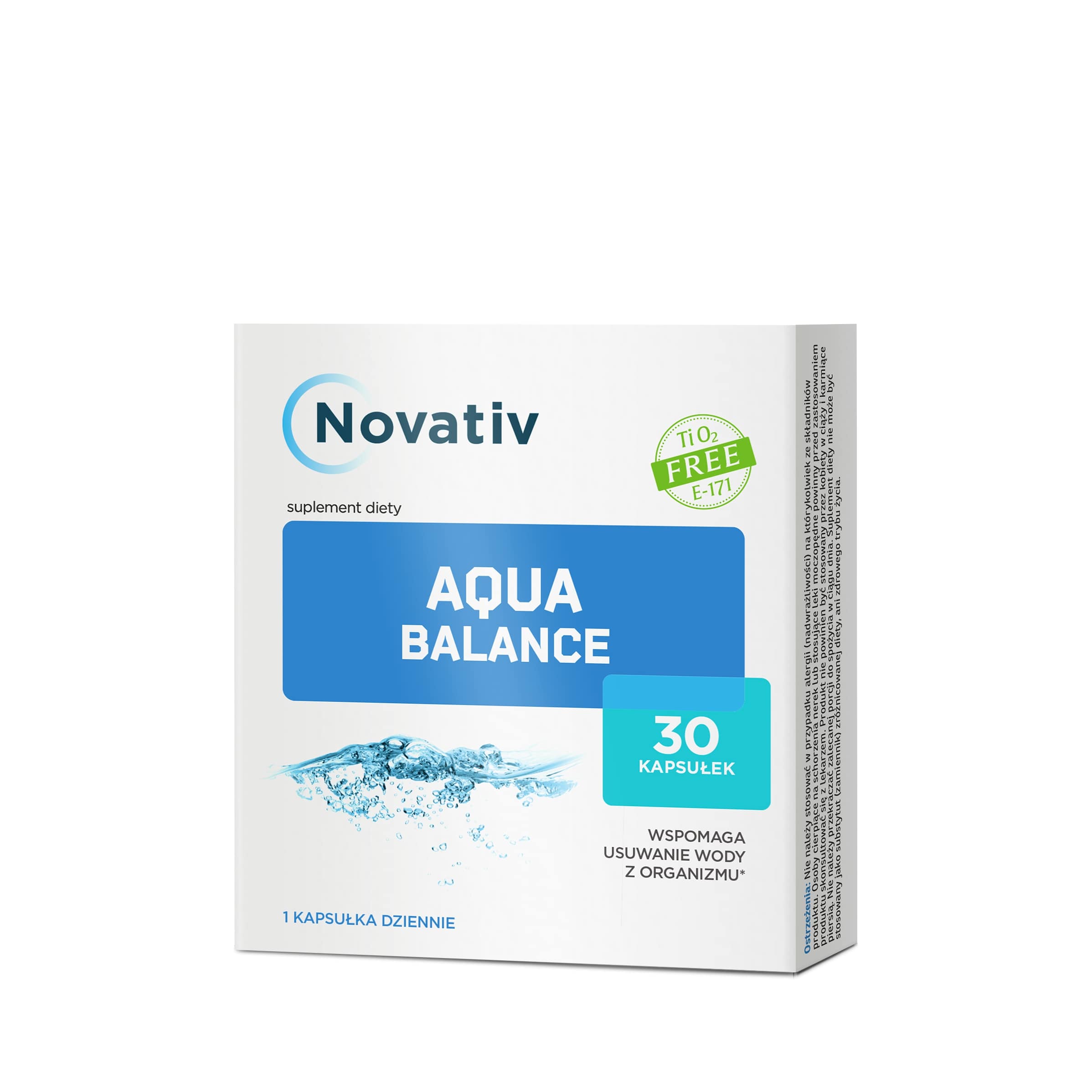 Novativ AquaBalance kapsułki ze składnikami wspomagającymi usunięcie wody z organizmu, 30 szt.