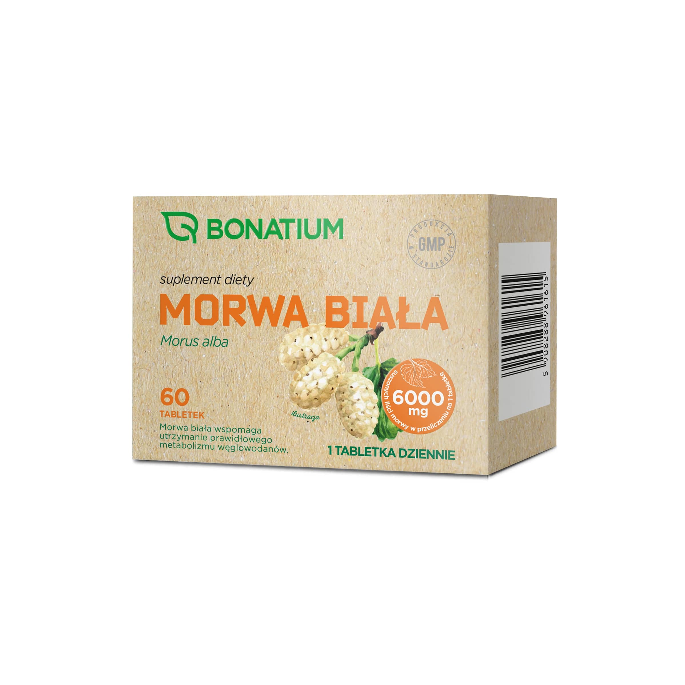 Bonatium Morwa biała, tabletki ze składnikami wspomagającymi metabolizm węglowodanów, 60 szt.