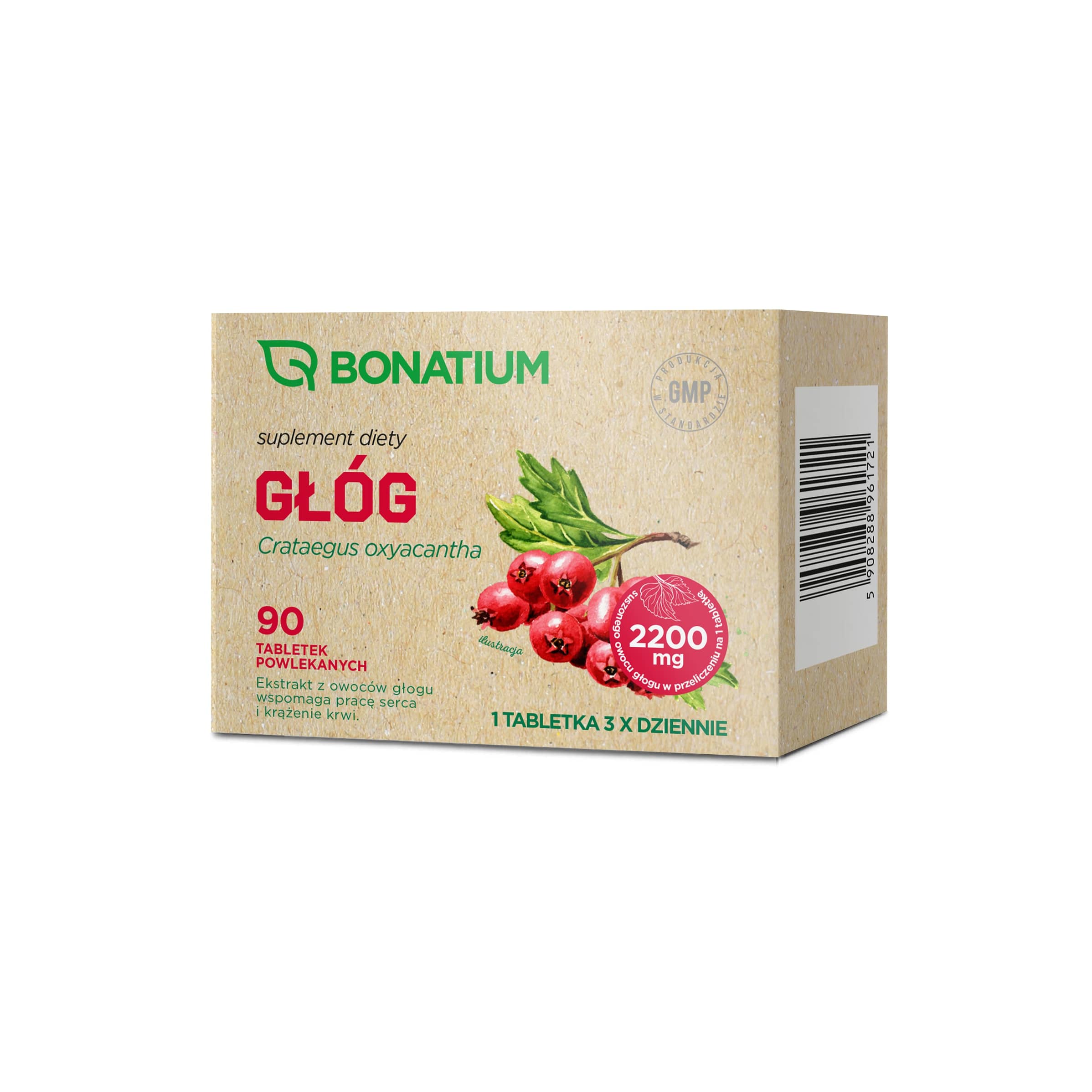 Bonatium Głóg, tabletki ze składnikami wspomagającymi funkcjonowanie serca i układu krążenia, 90 szt.
