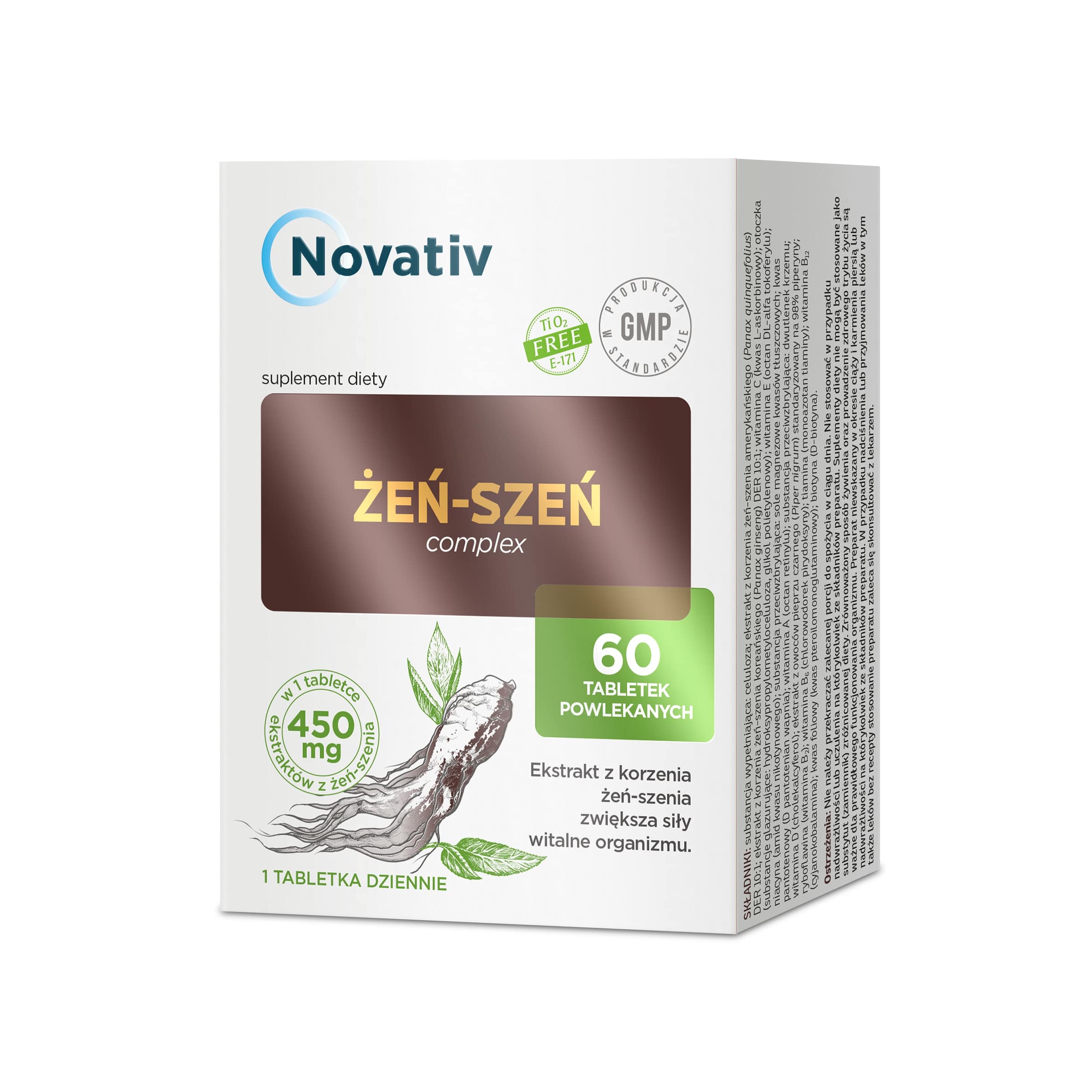 Novativ Żeń-Szeń Complex , tabletki z ekstraktem z korzenia żeń-szenia, 60 szt.