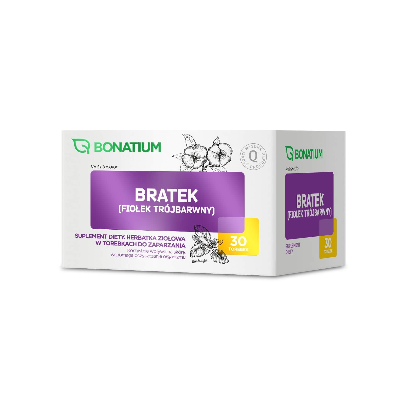 Bonatium Bratek (fiołek trójbarwny) herbata ziołowa ze składnikami wspomagającymi zdrowy wygląd skóry, 30 szt.