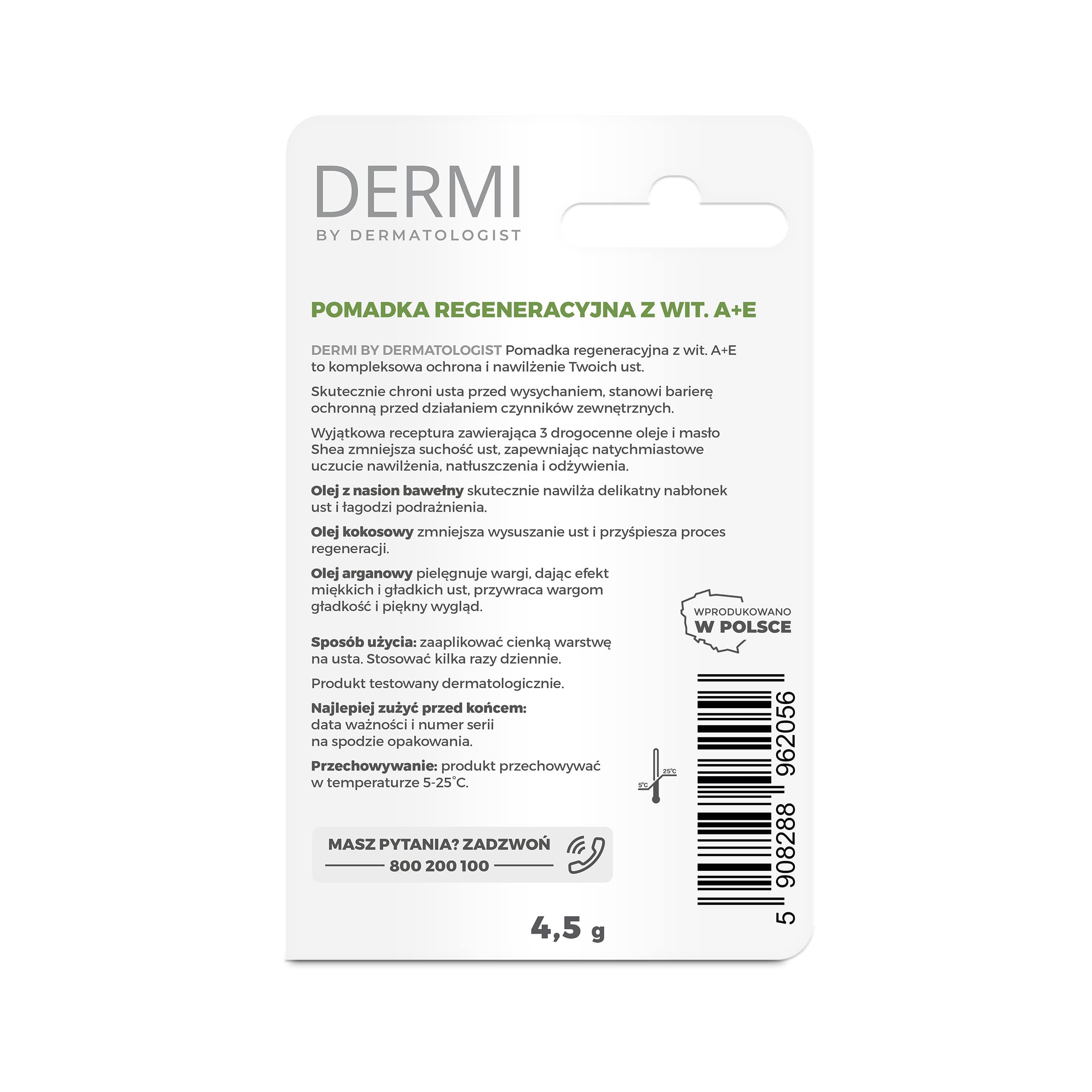 DERMI, pomadka regeneracyjna z wit. A+E, 4,5 g