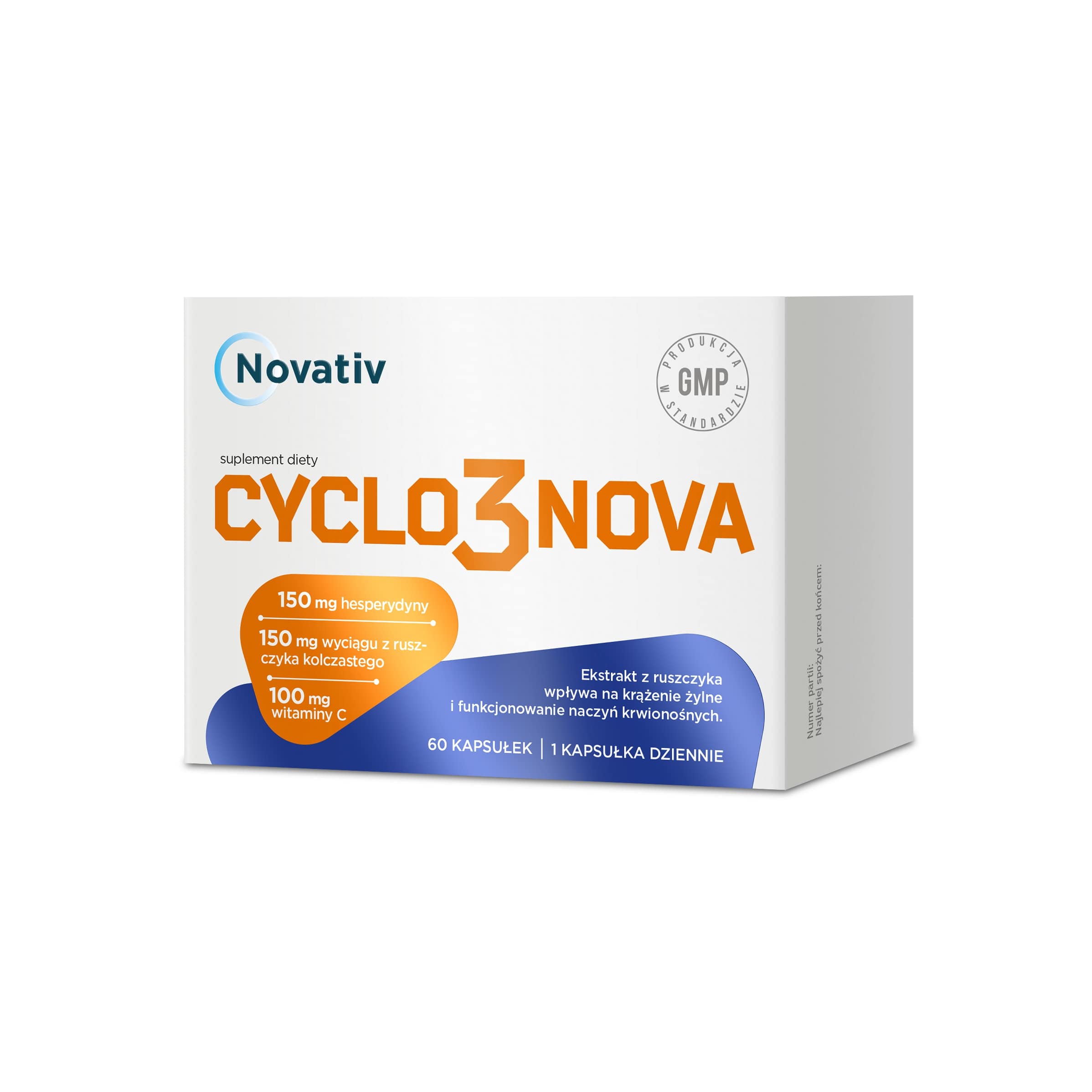 Novativ Cyclo3nova, kapsułki ze składnikami wspomagającymi funkcjonowanie naczyń krwionośnych, 60 szt.
