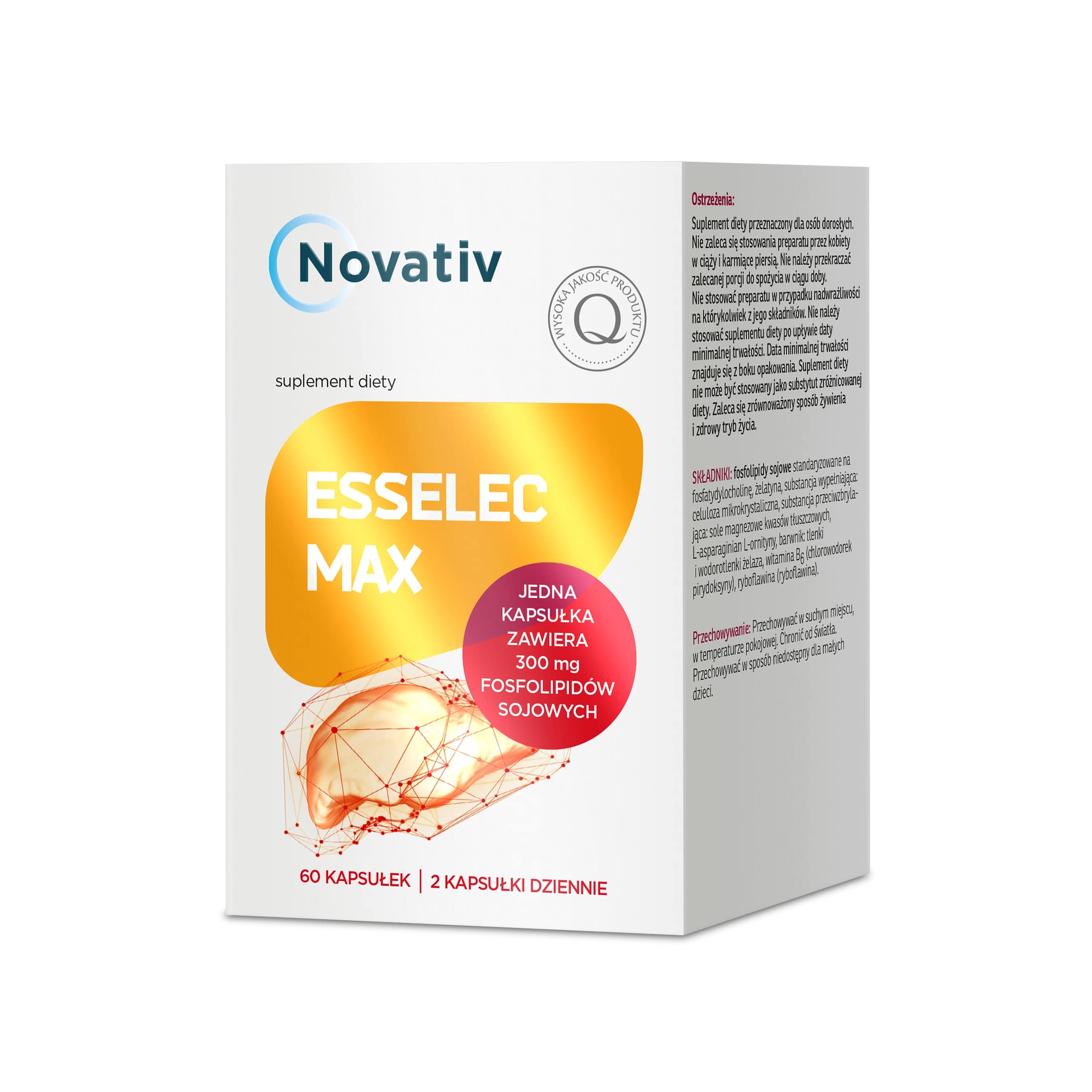 Novativ Esselec Max kapsułki z fosfolipidami sojowymi, 60 szt. 