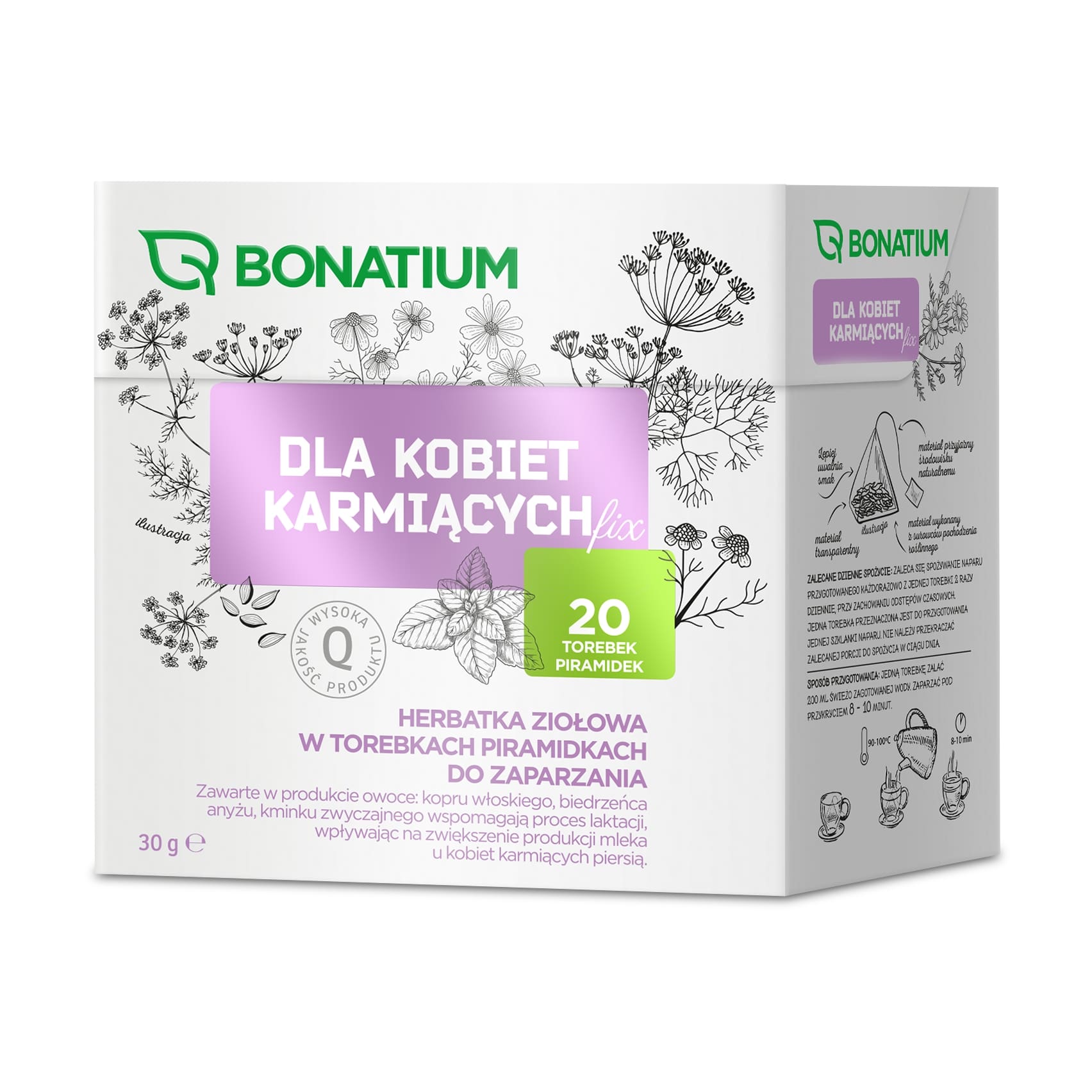 Bonatium Dla kobiet karmiących Fix, herbata ziołowa ze składnikami wspomagającymi laktacje, 20 szt.