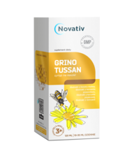 Novativ Grinotussan, syrop ze składnikami wspomagającymi błonę śluzową, 120 ml