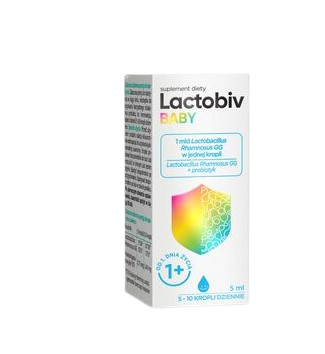 Lactobiv Baby, krople zawierające żywe kultury bakterii, 5 ml