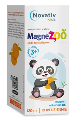 Novativ kids Magnezoo, płyn, o smaku pomarańczowym, 120 ml
