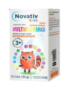 Novativ Kids Multivitaminka, 30 tabletek do ssania o smaku pomarańczowym
