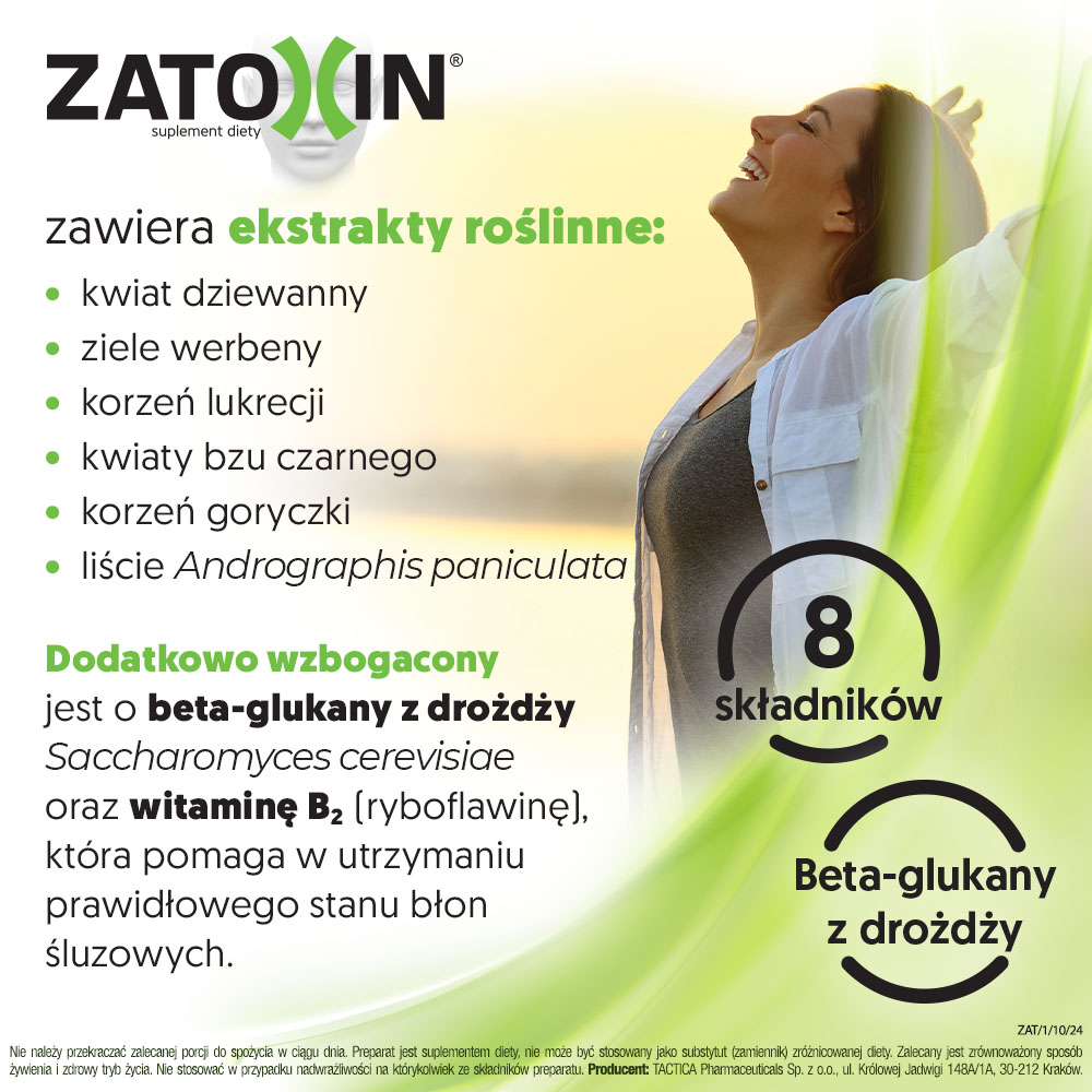 Zatoxin, tabletki na prawidłowe funkcjonowanie błon śluzowych układu oddechowego i zatok, 60 szt.