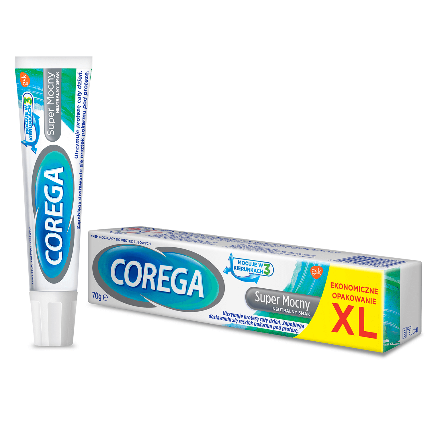 Corega Super Mocny neutralny smak, krem do mocowania protez zębowych, tuba 40 g